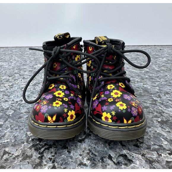 Dr Martens Toddler Girls Size 4 Brooklee B Floral Lace Up Side Zip Boots - Picture 4 of 8